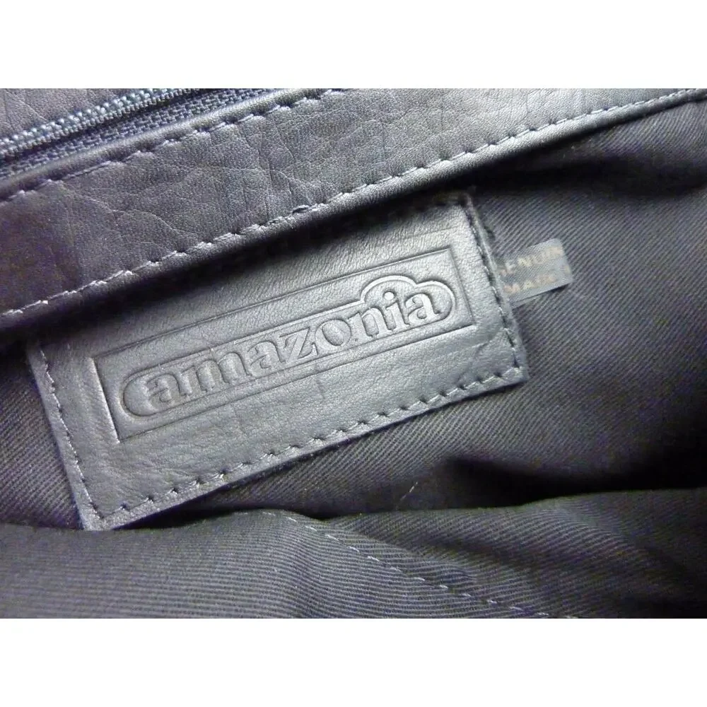 Vintage Black Leather Briefcase Bag Amazonia